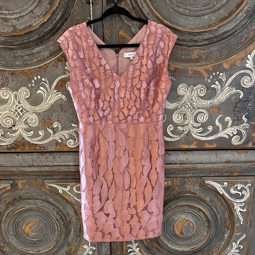 Reiss Pink Textured Mini Dress